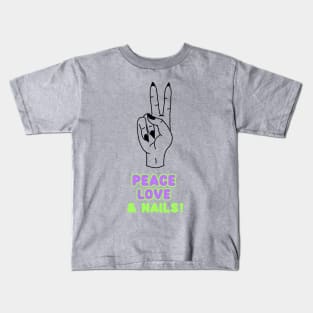 Peace Love and Nails Nail Tech Nail Love Kids T-Shirt